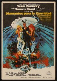 5g170 DIAMONDS ARE FOREVER Spanish herald '71 art of Sean Connery as James Bond by Robert McGinnis!