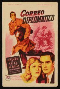 5g171 DIPLOMATIC COURIER Spanish herald '52 different art of Patricia Neal & Tyrone Power!