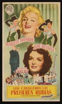 5g187 GENTLEMEN PREFER BLONDES Spanish herald '55 sexy Marilyn Monroe & Jane Russell, different!
