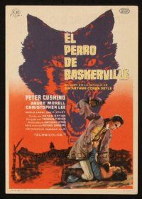 5g197 HOUND OF THE BASKERVILLES Spanish herald '60 Cushing as Sherlock Holmes, different art!