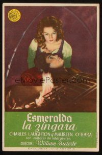 5g198 HUNCHBACK OF NOTRE DAME Spanish herald '44 different image of pretty Maureen O'Hara!