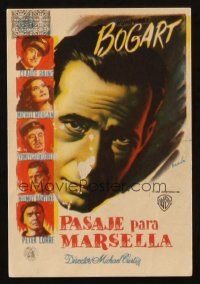 5g232 PASSAGE TO MARSEILLE Spanish herald '48 great different art of Humphrey Bogart by Ramon!