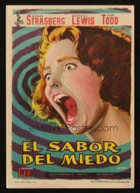 5g241 SCREAM OF FEAR Spanish herald '61 Hammer, different Albericio art of Susan Strasberg!
