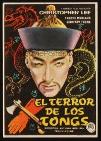 5g252 TERROR OF THE TONGS Spanish herald '62 different Mac art of Asian villain Christopher Lee!