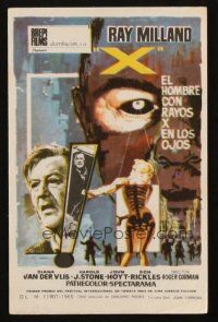 5g268 X: THE MAN WITH THE X-RAY EYES Spanish herald 1966 Ray Milland, cool sci-fi artwork!