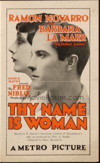 5g140 THY NAME IS WOMAN herald '24 Ramon Novarro & Barbara La Marr as The Perfect Lovers!