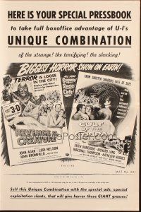 5g568 CULT OF THE COBRA/REVENGE OF THE CREATURE pressbook '55 biggest horror show on Earth!