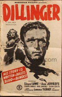 5g581 DILLINGER pressbook '45 Lawrence Tierney's story is written in bullets, blood, and blondes!