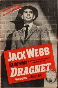 5g586 DRAGNET pressbook '54 Jack Webb as detective Joe Friday as you've never seen him before!