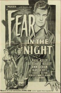 5g598 FEAR IN THE NIGHT pressbook R51 cool film noir artwork of Paul Kelly with pistol!