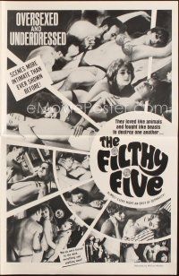 5g599 FILTHY FIVE pressbook '68 William Mishkin, oversexed, underdressed, they loved like animals!