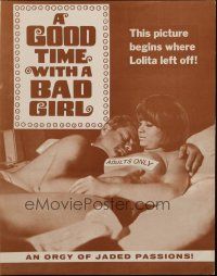 5g636 GOOD TIME WITH A BAD GIRL pressbook '67 Barry Mahon, an orgy of jaded passions!