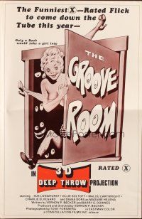 5g644 GROOVE ROOM pressbook '75 Diana Dors, x-rated 3D comedy sex, only a boob would go there!