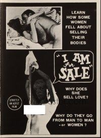 5g683 I AM FOR SALE pressbook '68 learn how some women feel about selling their bodies!