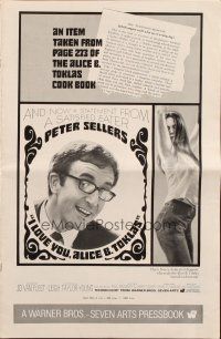 5g684 I LOVE YOU, ALICE B. TOKLAS pressbook '68 Peter Sellers eats turned-on marijuana brownies!