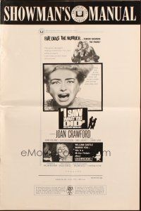 5g685 I SAW WHAT YOU DID pressbook '65 Joan Crawford, William Castle, you may be the next target!