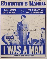 5g687 I WAS A MAN pressbook '67 Barry Mahon, the body of a man, the feelings of a woman!