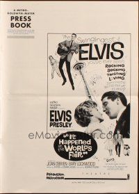 5g694 IT HAPPENED AT THE WORLD'S FAIR pressbook '63 Elvis swings higher than the Space Needle!