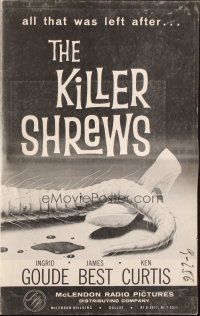 5g704 KILLER SHREWS/GIANT GILA MONSTER pressbook '59 great monster artwork, sci-fi double-bill!