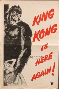 5g706 KING KONG/I WALKED WITH A ZOMBIE pressbook '56 horror double-bill with wonderful art!