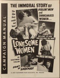 5g725 LONESOME WOMEN pressbook '59 the immoral story of violent men & shanghaied women!