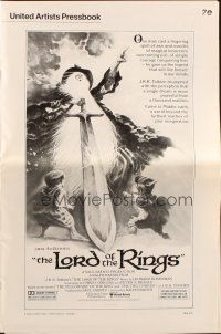 5g728 LORD OF THE RINGS pressbook '78 Ralph Bakshi cartoon from J.R.R. Tolkien's novel!
