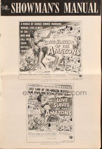 5g735 LOVE-SLAVES OF THE AMAZONS pressbook '57 art of sexy barely-dressed female natives!
