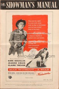 5g745 MAN WITHOUT A STAR pressbook '55 art of cowboy Kirk Douglas pointing gun, Jeanne Crain