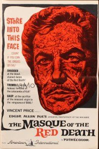 5g753 MASQUE OF THE RED DEATH pressbook '64 cool montage art of Vincent Price by Reynold Brown!