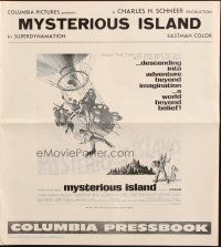 5g776 MYSTERIOUS ISLAND pressbook '61 Ray Harryhausen, Jules Verne sci-fi, cool hot-air balloon art!