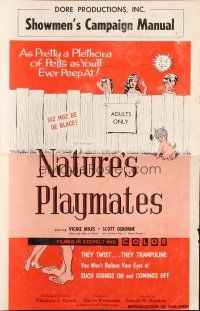 5g782 NATURE'S PLAYMATES pressbook '62 Herschell Lewis, a plethora of sexy naked ladies!