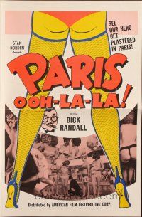 5g819 PARIS OOH-LA-LA pressbook '63 sexy cabaret girls, see our hero get plastered in Paris!