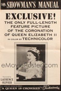 5g834 QUEEN IS CROWNED pressbook '53 Queen Elizabeth II's coronation documentary!