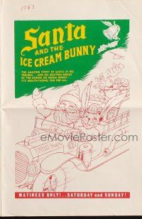 5g858 SANTA & THE ICE CREAM BUNNY pressbook '72 great wacky art of Santa & bunny in fire truck!
