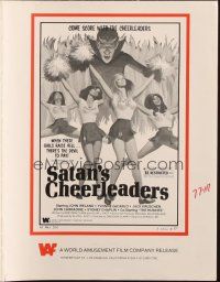 5g859 SATAN'S CHEERLEADERS pressbook '77 great art of sexy girls with pompoms & the Devil himself!
