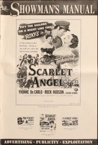 5g864 SCARLET ANGEL pressbook '52 artwork of sailor Rock Hudson & sexy gambling Yvonne DeCarlo!