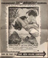 5g873 SECRET OF THE INCAS pressbook '54 Charlton Heston & Robert Young in South America!