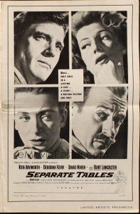 5g877 SEPARATE TABLES pressbook '58 Burt Lancaster desperately & violently craves Rita Hayworth!