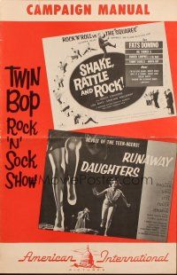 5g880 SHAKE, RATTLE & ROCK/RUNAWAY DAUGHTERS pressbook '56 twin bop rock 'n' sock show!