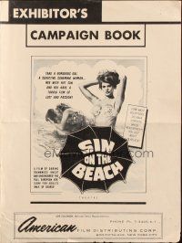 5g888 SIN ON THE BEACH pressbook '63 seductive scheming woman in a torrid film of lust & passion!
