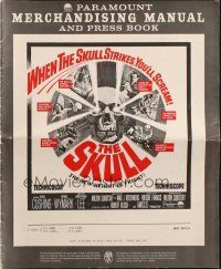 5g895 SKULL pressbook '65 Peter Cushing, Christopher Lee, cool horror artwork of creepy skull!