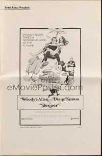 5g896 SLEEPER pressbook '74 Woody Allen, Diane Keaton, wacky sci-fi comedy art by McGinnis!