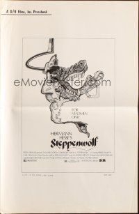 5g914 STEPPENWOLF pressbook '74 Max Von Sydow, for madmen only, really cool psychedelic artwork!