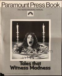 5g933 TALES THAT WITNESS MADNESS pressbook '73 wacky screaming head on food platter horror image!