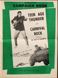 5g936 TEEN AGE THUNDER/CARNIVAL ROCK pressbook '57 juvenile delinquent double-bill!