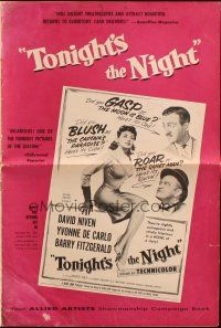 5g955 TONIGHT'S THE NIGHT pressbook '54 David Niven, sexy Yvonne De Carlo, Barry Fitzgerald