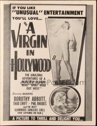 5g969 VIRGIN IN HOLLYWOOD pressbook '53 adventures of a beautiful blonde who went wild out West!