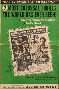 5g971 WAR OF THE SATELLITES/ATTACK OF THE 50 FT WOMAN pressbook '58 two most colossal thrills!