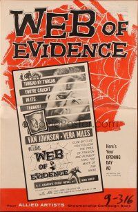 5g973 WEB OF EVIDENCE pressbook '59 A.J. Cronin's Beyond This Place, Van Johnson & Vera Miles!