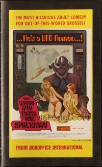 5g977 WHAM-BAM-THANK YOU SPACEMAN! pressbook '75 he's a UFO Romeo, wacky sci-fi sexploitation!